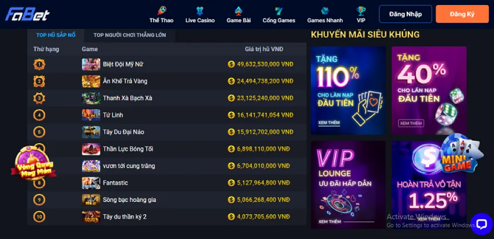 Các loại trò chơi đa dạng tại 98win bắn cá